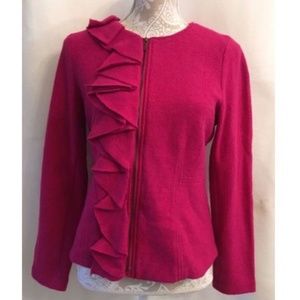 Chico’s Zip Front Ruffle Long Sleeve Jacket Size 0